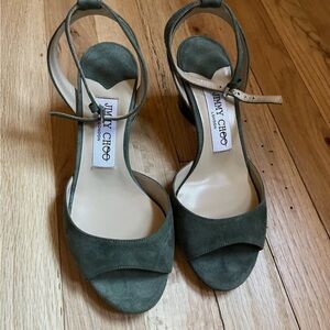 Jimmy Choo Green Suede Stiletto Heels